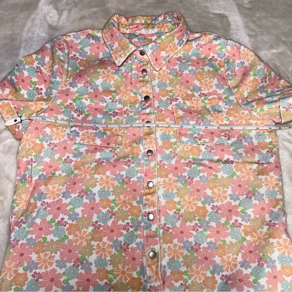 Storia Floral Denim Button Romper Size Medium - Picture 11 of 11